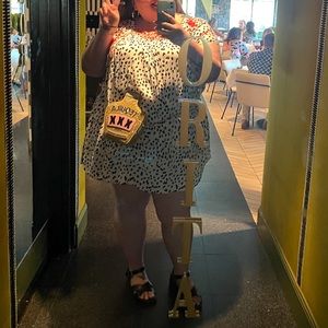 Dalmatian print dress with red design